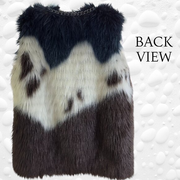Gorgeous GUESS Tri Coloured Faux Fur Vest – Size M - Like New - Picture 3 of 11